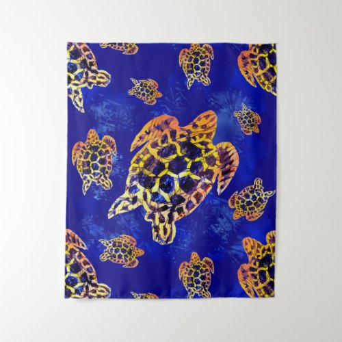 Sea Turtles Batik African Art Tapestry