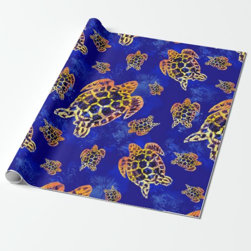 Sea Turtles Batik African Art Wrapping Paper