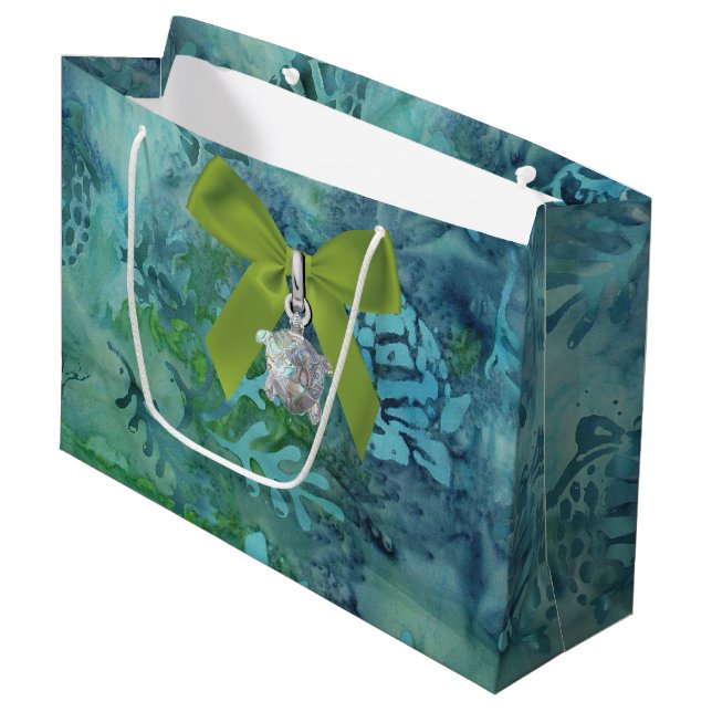 Sea Turtles Batik Large Gift Bag (Front Angled)