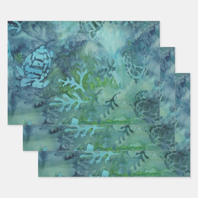 Sea Turtles Batik Wrapping Paper Sheets (Set)