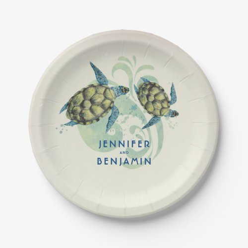 Sea Turtles Beach Coastal Nautical Paper Plates