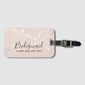 Sea Turtles Beach Coral And Turquoise Bridal Party Luggage Tag by LowBudgetWedding at Zazzle