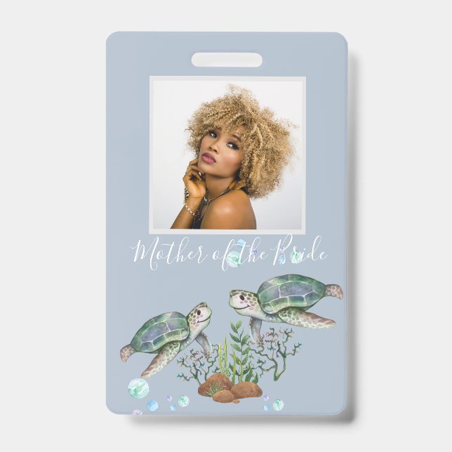 Sea Turtles Beach Wedding Badge (Front)