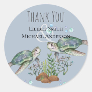 Sea Turtles Beach Wedding Classic Round Sticker