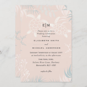 Sea Turtles BEACH Wedding Coral Teal Turquoise