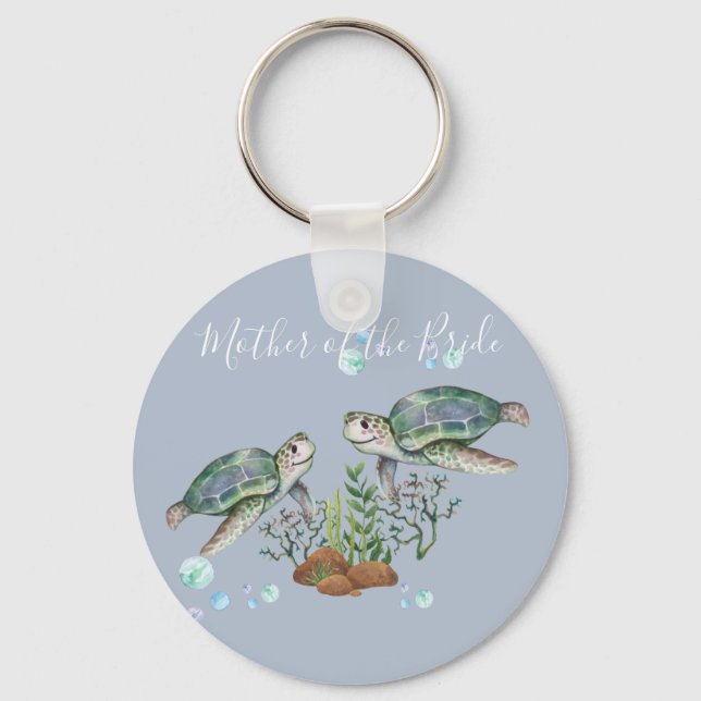 Sea Turtles Beach Wedding Keychain (Front)