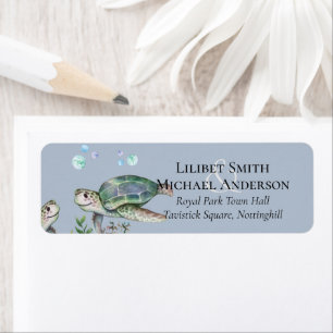 Sea Turtles Beach Wedding Label