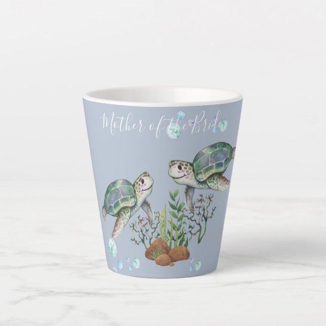 Sea Turtles Beach Wedding Latte Mug (Front)