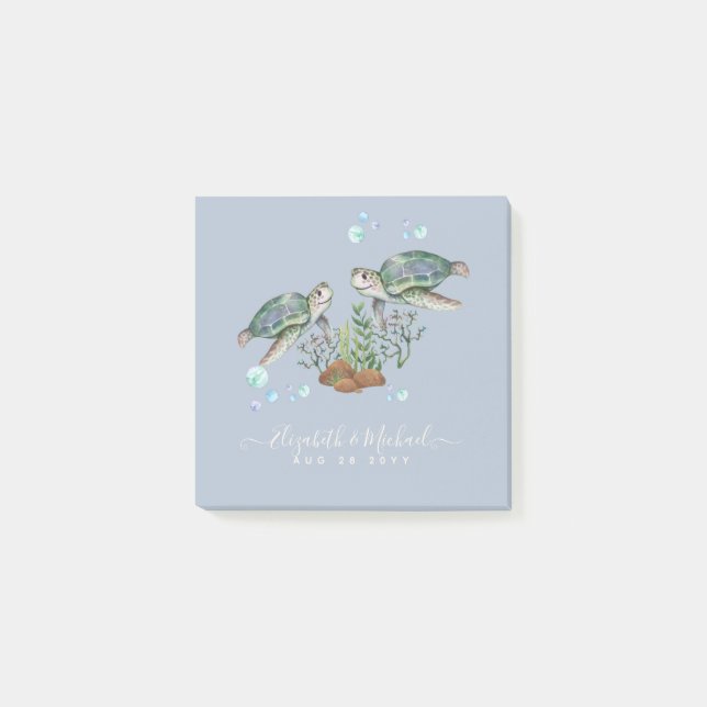 Sea Turtles Beach Wedding Post-it Notes (Front)