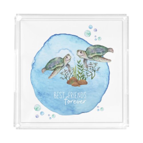 Sea Turtles BFFs _ Personalized Best Friends Gifts Acrylic Tray