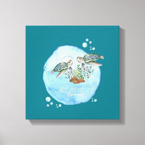 Sea Turtles BFFs _ Personalized Best Friends Gifts Canvas Print