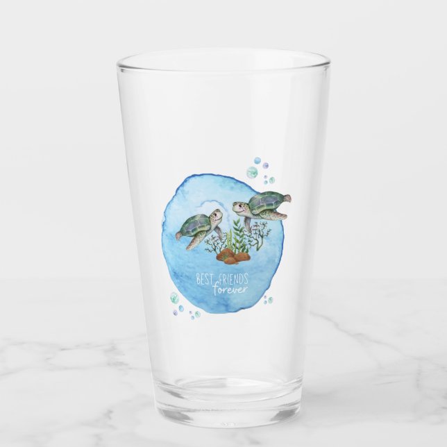 Sea Turtles BFFs - Personalized Best Friends Gifts Glass (Front)