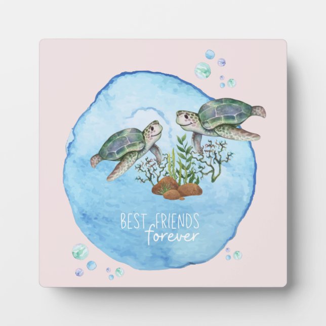 Sea Turtles BFFs - Personalized Best Friends Gifts Plaque (Front)