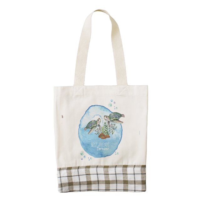 Sea Turtles BFFs - Personalized Best Friends Gifts Zazzle HEART Tote Bag (Front)