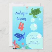 Sea Turtles Birthday Invitation