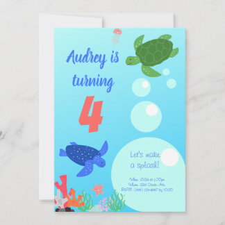 Sea Turtles Birthday Invitation