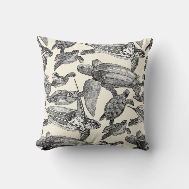 sea turtles black pearl throw pillow (Front)