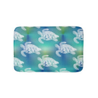 Sea Turtles Blue Aqua Bath Rug