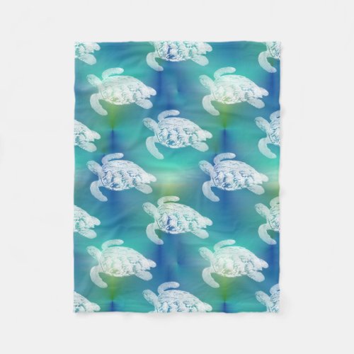 Sea Turtles Blue Aqua Fleece Blanket