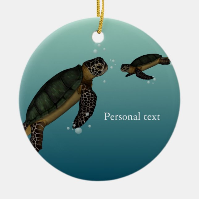 Sea Turtles Ceramic Ornament (Front)