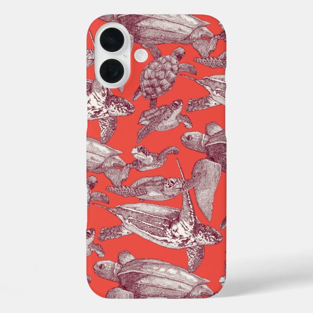 sea turtles claret red Case-Mate iPhone case (Back)