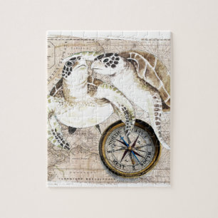 Sea Turtles Compass Map Jigsaw Puzzle