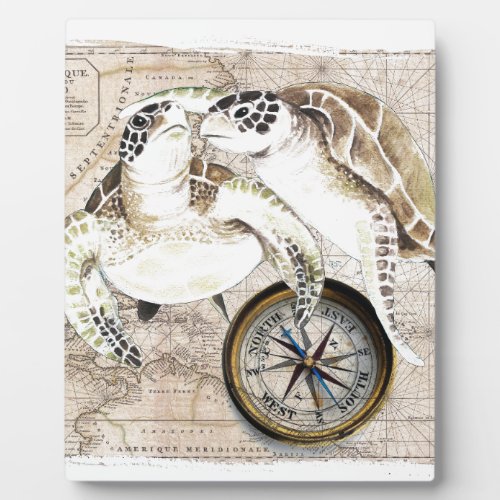 Sea Turtles Compass Map Plaque