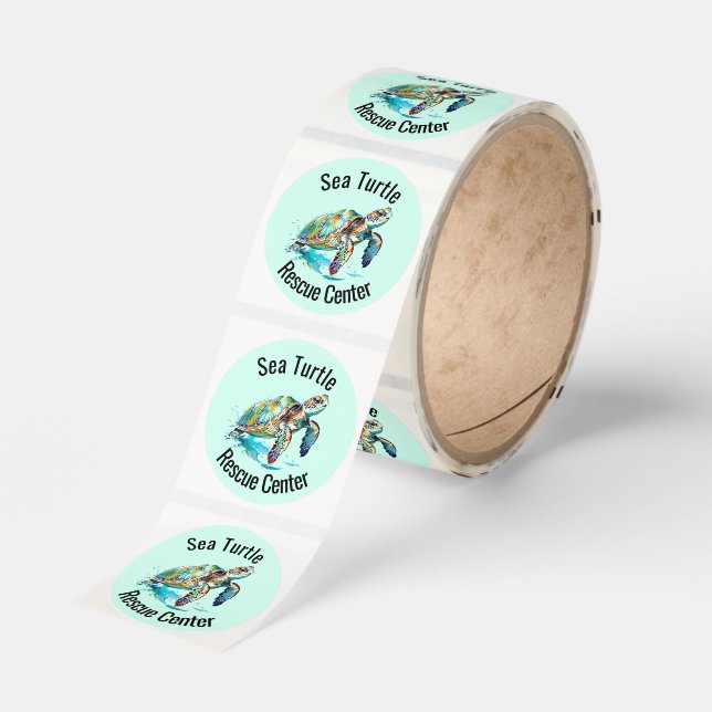 Sea Turtles Design  Classic Round Sticker (Roll)