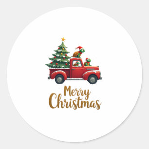 Sea Turtles Driving Christmas Tree Truck Turtle Ch Classic Round Sticker