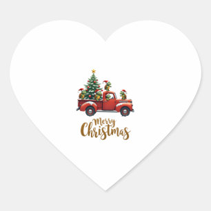 Sea Turtles Driving Christmas Tree Truck Turtle Ch Heart Sticker