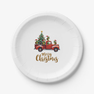 Sea Turtles Driving Christmas Tree Truck Turtle Ch Paper Plates