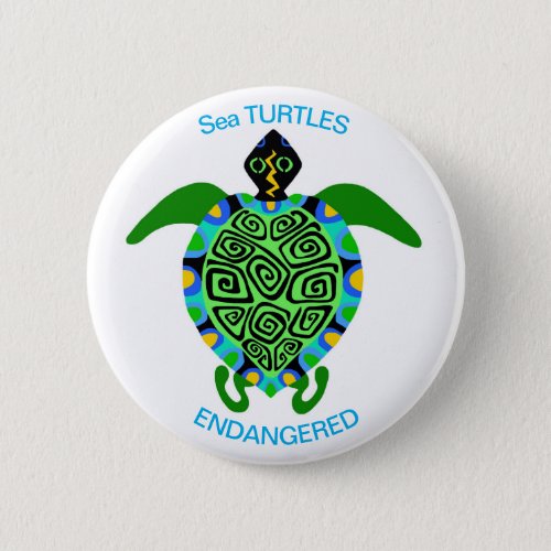 Sea TURTLES _ Endangered _ Button