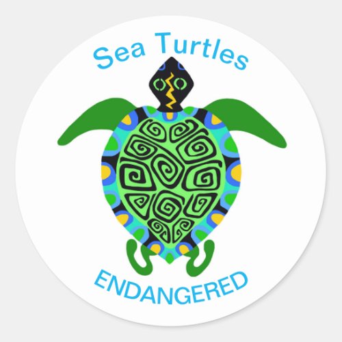 Sea TURTLES _ Endangered species_ Classic Round Sticker