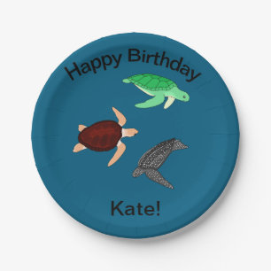 Sea Turtles Happy Birthday Paper Plates