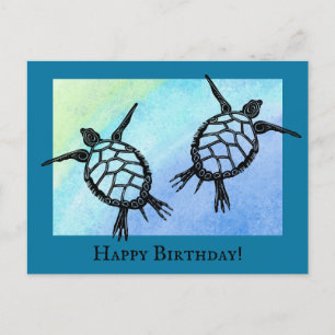Sea Turtles Happy Birthday Postcard
