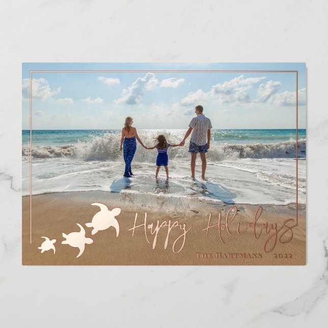 Sea Turtles Holiday Photo Greeting (Front)