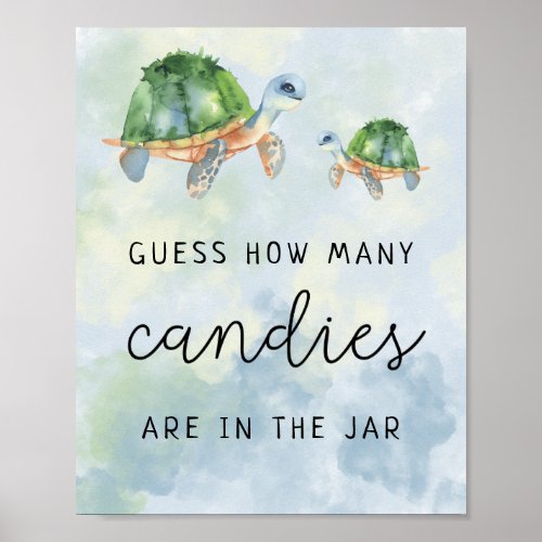 Sea turtles _ How many candies baby shower game Poster
