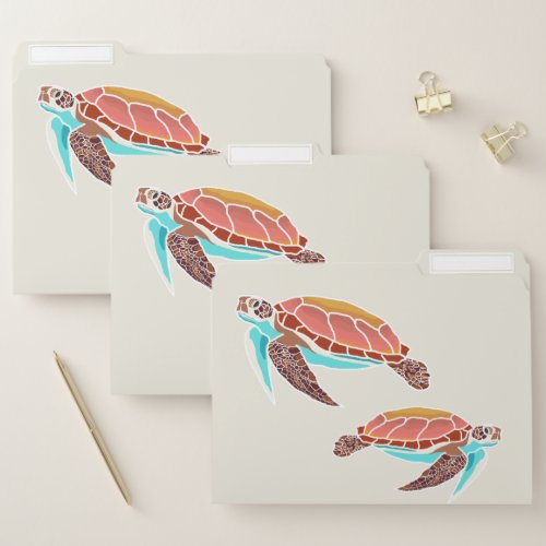 Sea Turtles Illustrated Neutral Colors File Folder