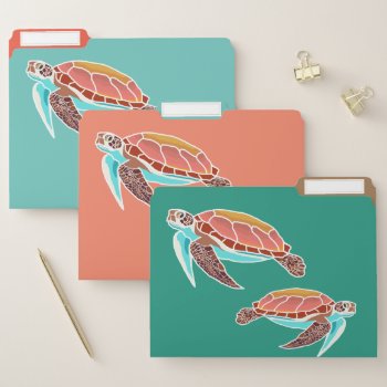 Sea Turtles Illustrated Tropical Colors File Folder by millhill at Zazzle
