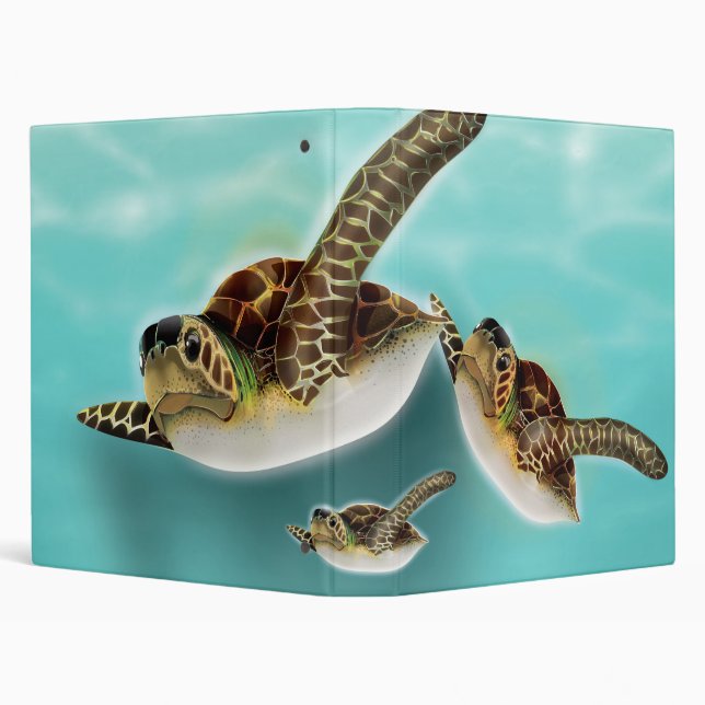 Sea Turtles Illustration 3 Ring Binder (Background)