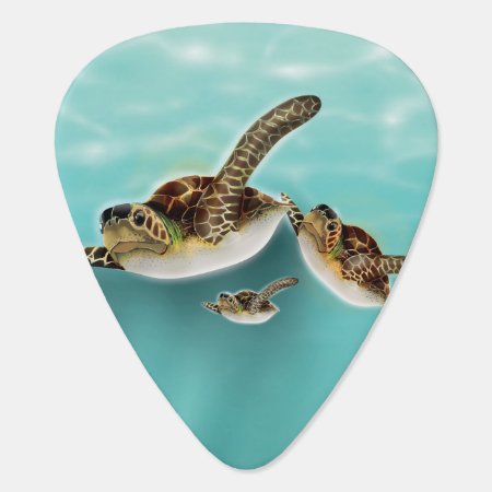 Sea Turtles Illustration Guitar Pick