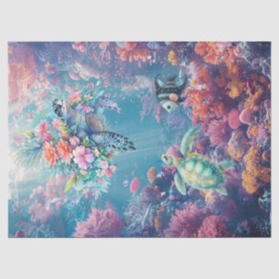 Sea Turtles In Beautiful Scenic Ocean Decoupage Tissue Paper