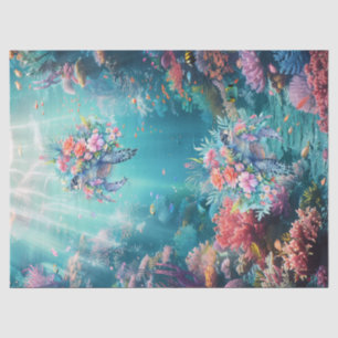 Sea Turtles In Beautiful Scenic Ocean Decoupage Tissue Paper