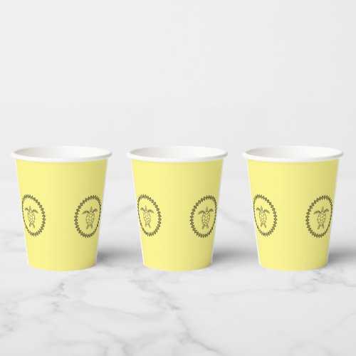 Sea Turtles light pastel yellow paper cups