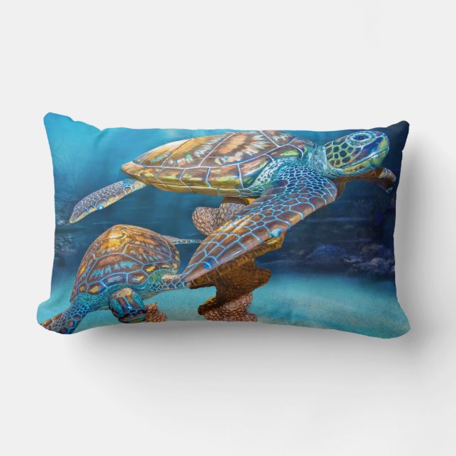 Sea Turtles Lumbar Pillow (Front)