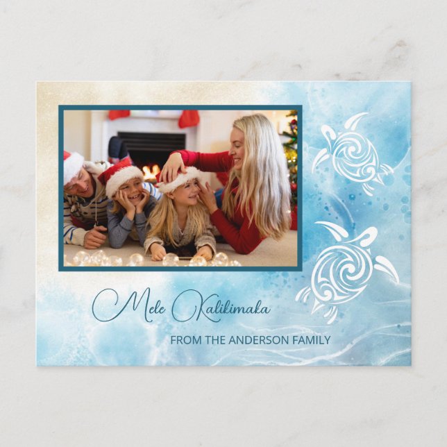 Sea Turtles Mele Kalikimaka Christmas | Name Postcard (Front)