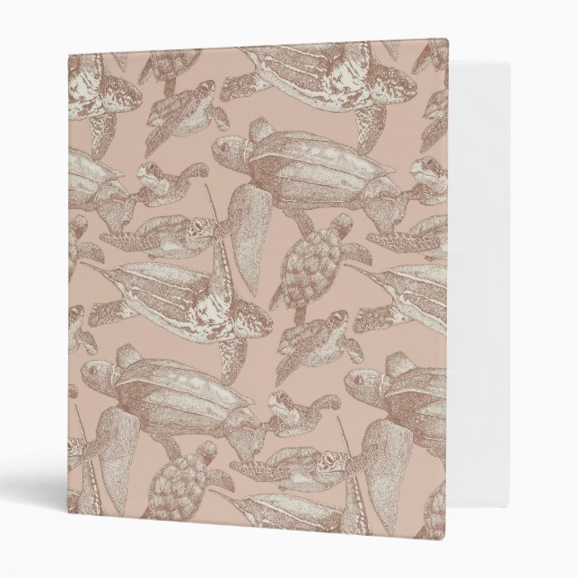 sea turtles mocha mousse cream tan 3 ring binder (Front/Inside)