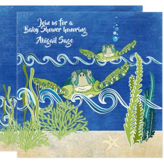 Sea Turtles Ocean Beach Baby Shower Invitation