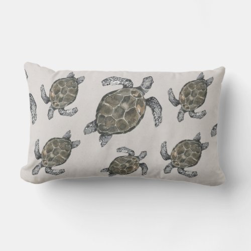Sea Turtles on Pebble Fleck Seamless Print Lumbar Pillow