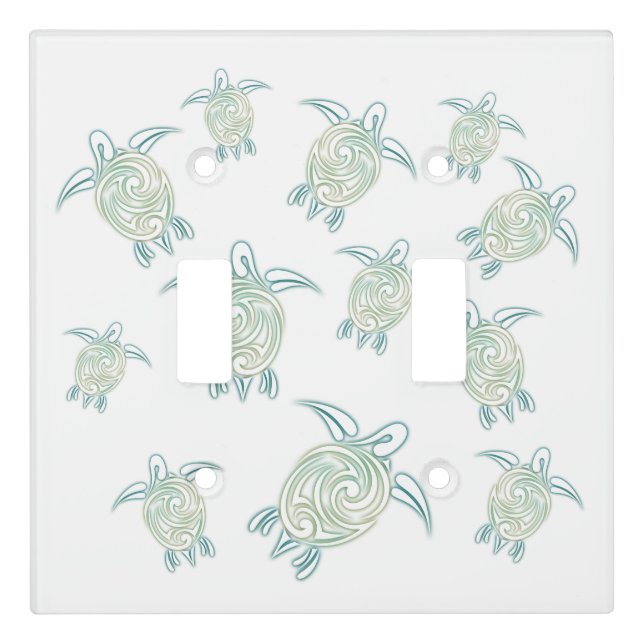 Sea Turtles Pattern White Green Light Switch Cover (Front)